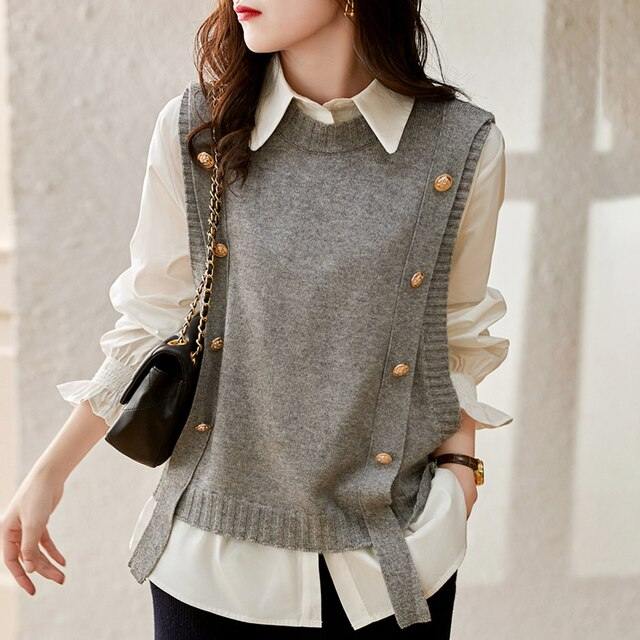 Gebreid effen vest