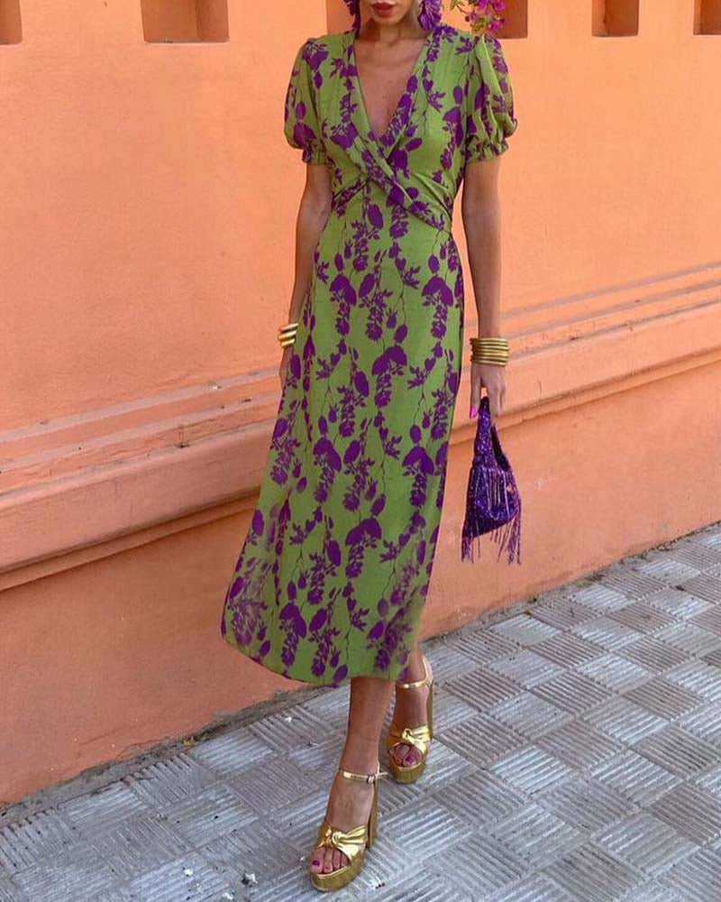 Della - dames plooirok bloemenprint bohemien jurk