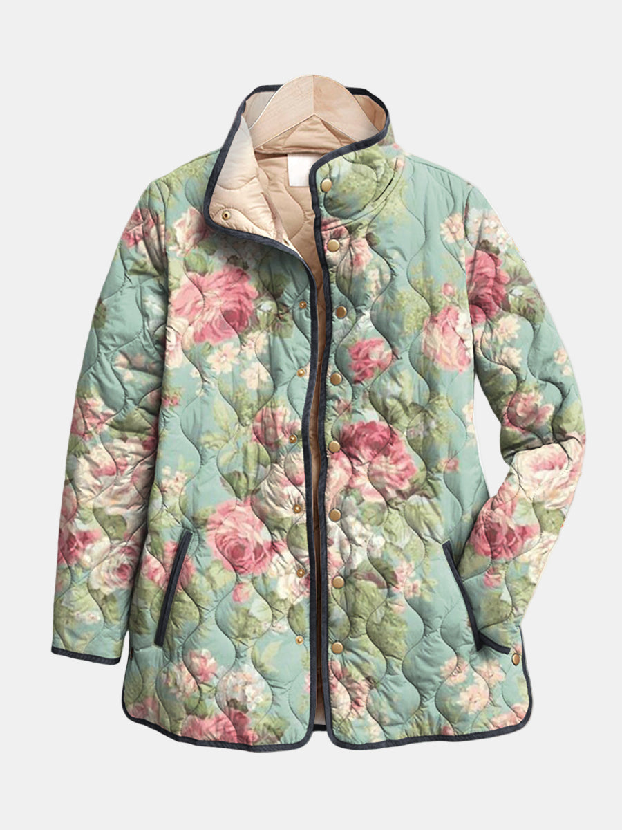 Carys | Gestepptes Retro-Jacke mit Blumenmuster