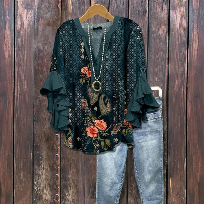 Luise - Vintage Bluse mit Blumenmuster