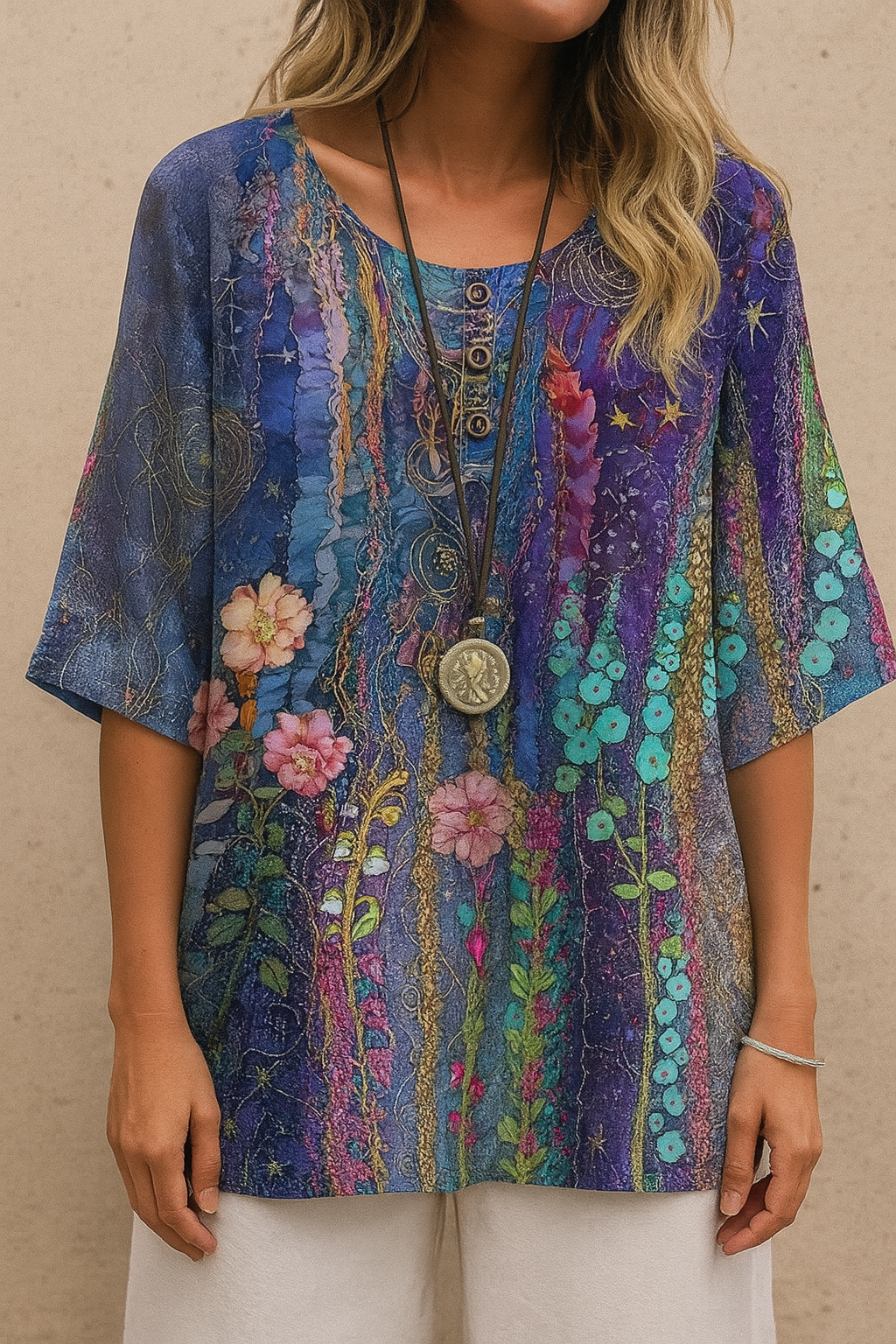 Barneys New York | Fiber Art A-Linie Floral T-Shirt