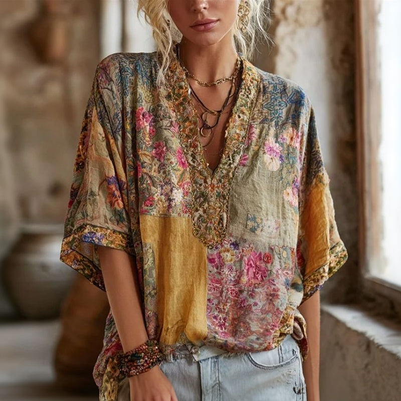 Vintage-Bluse mit Blumenmuster
