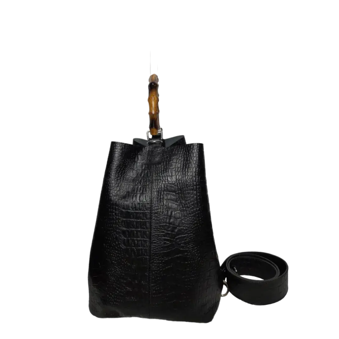 Claire Dames zwarte reptielleer tas