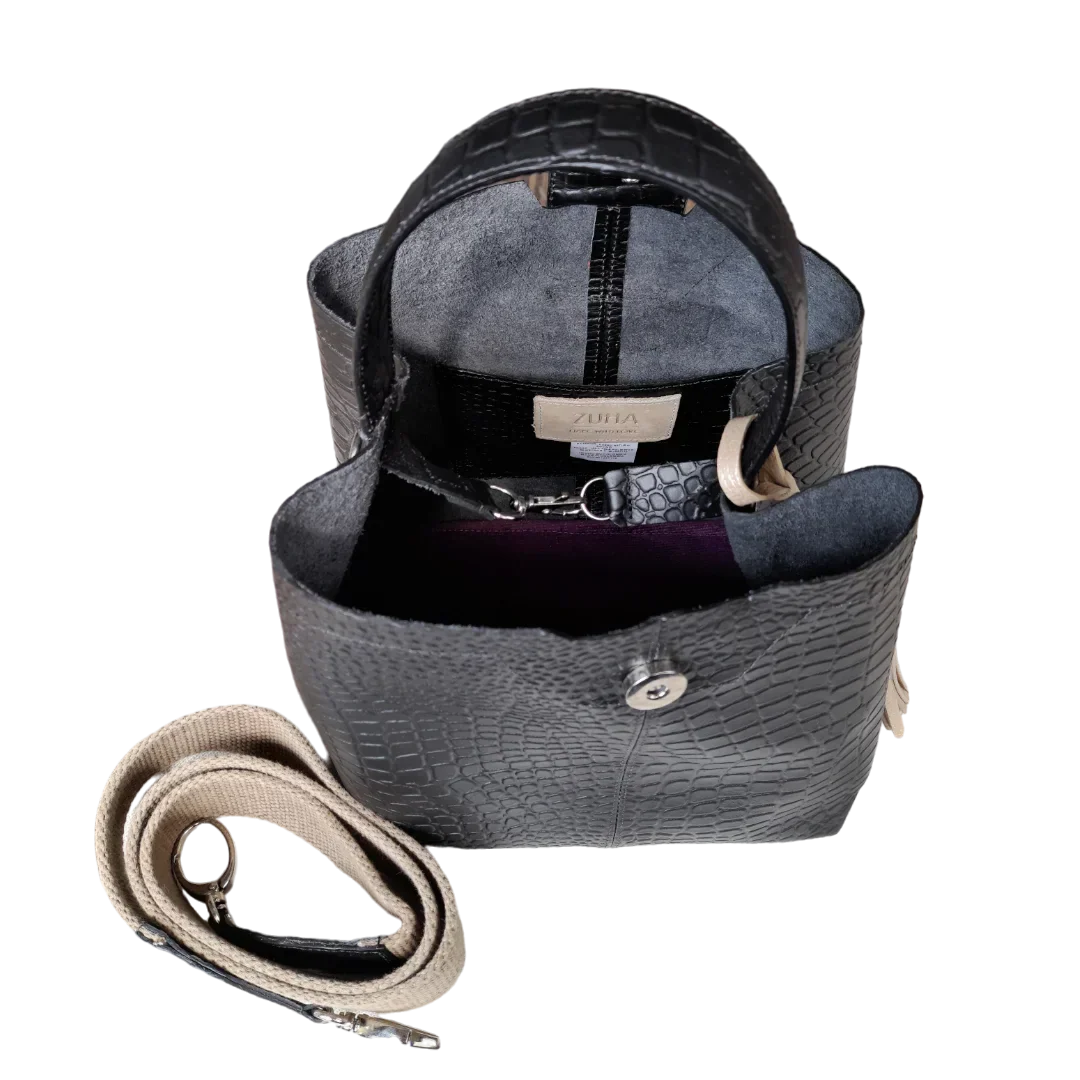 Lucia kleine Lederhandtasche für Frauen, schwarz