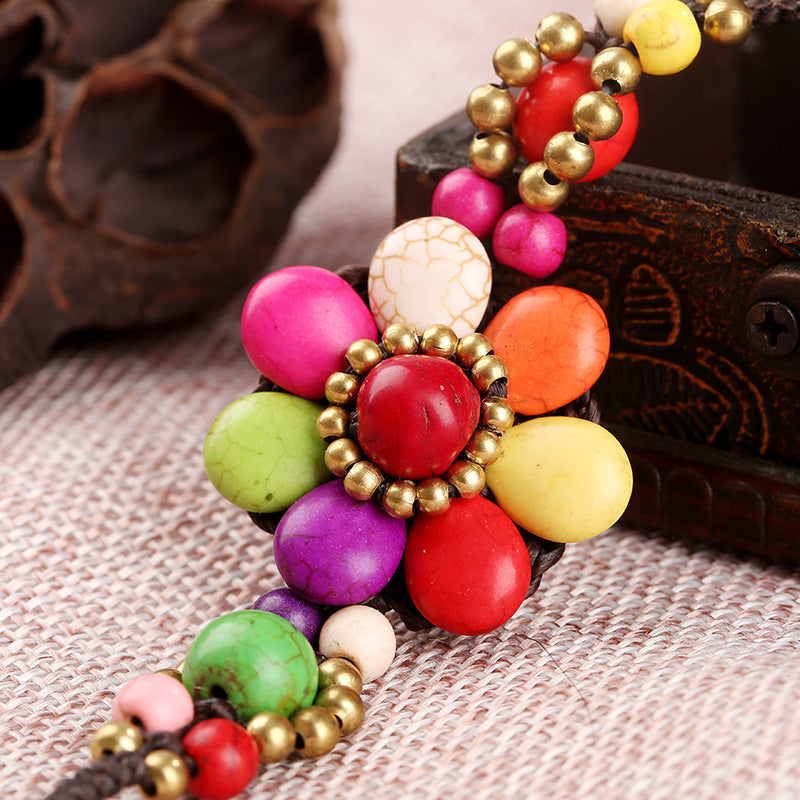 Handgeweven Bloemenarmband