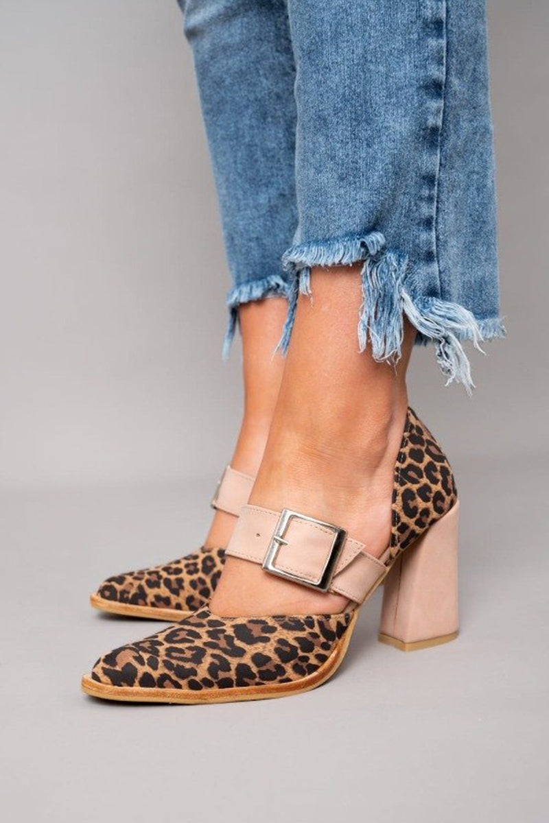 Avano™ | Suède sandalen met luipaardprint en stabiele hak