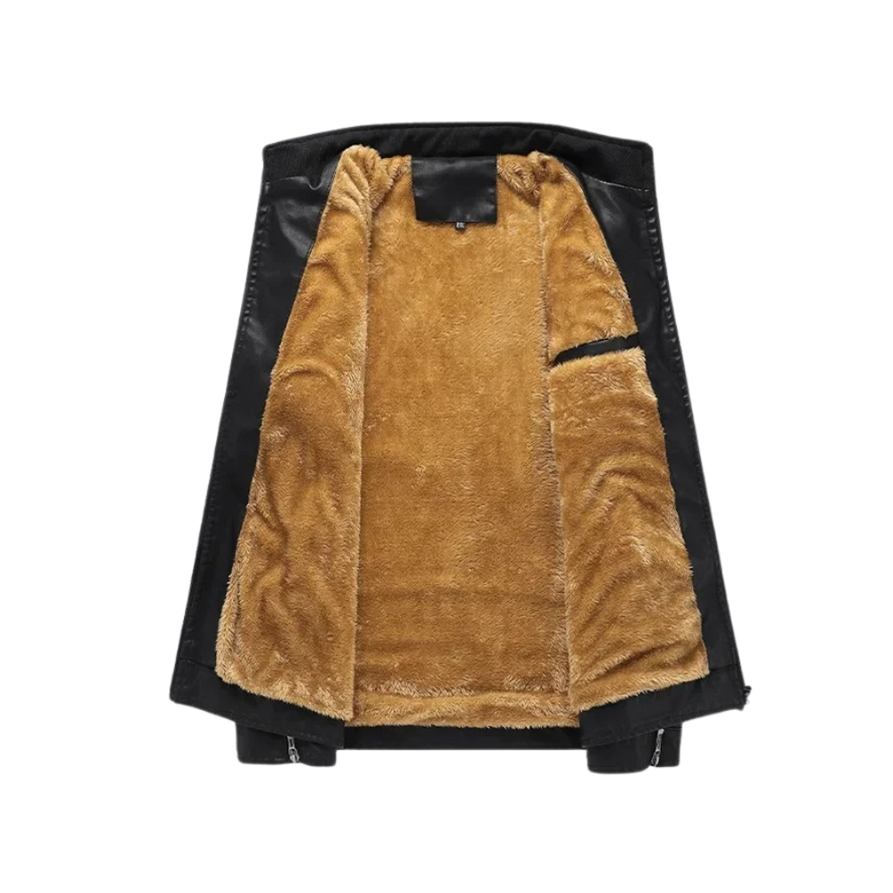 Retro-Lederjacke mit Fleecefutter