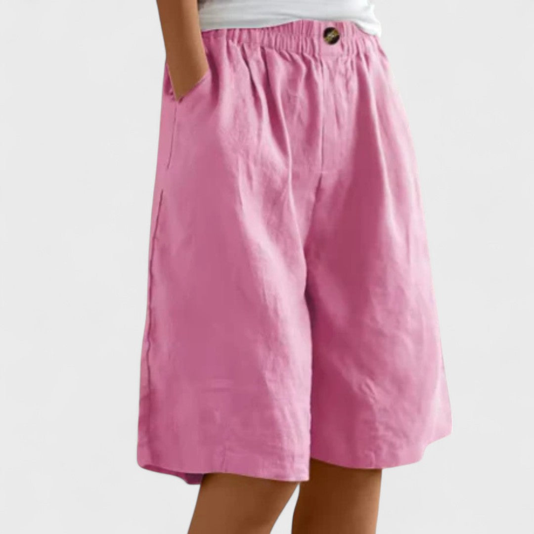 Amanda™ – Moeiteloze Linnenmix Shorts met wijde pijpen