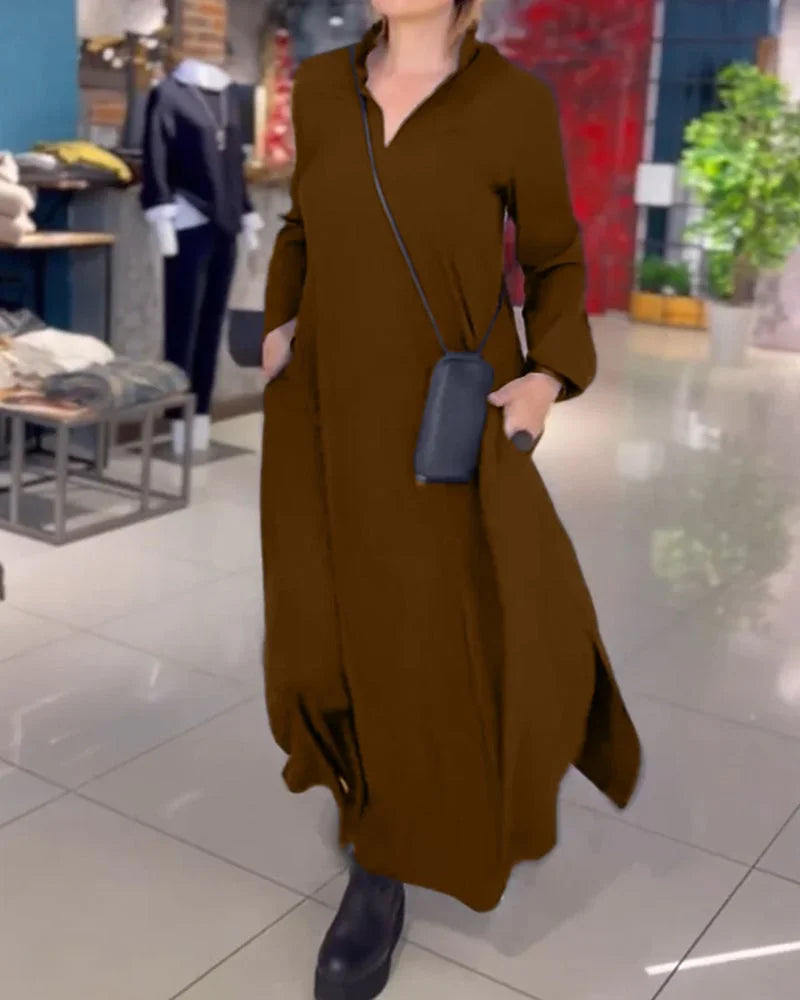 Vayla™ – Fließendes Maxikleid mit Seitenschlitzen