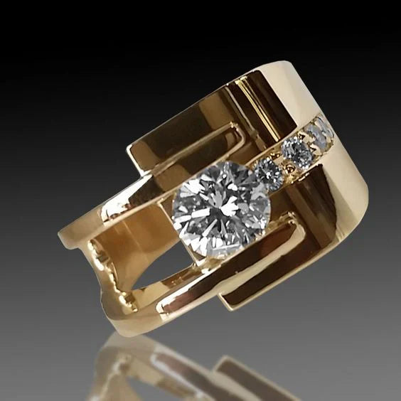 Vintage-Ring aus unregelmäßigem, vergoldetem Zirkonium