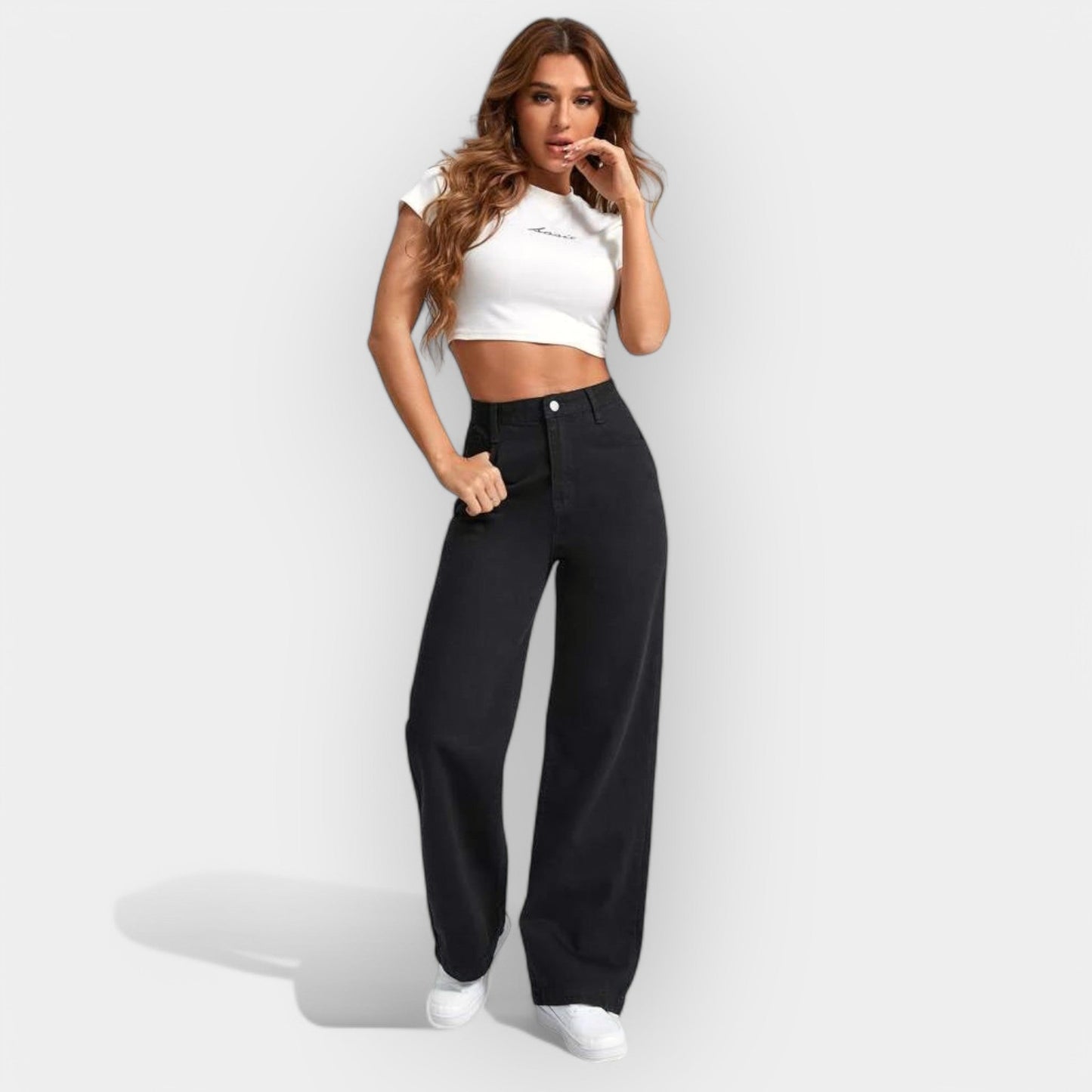 High-Waist Jeans mit weiter Hose