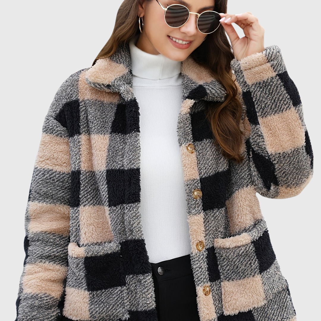 Sophie | Gemütliche karierte Fleecejacke