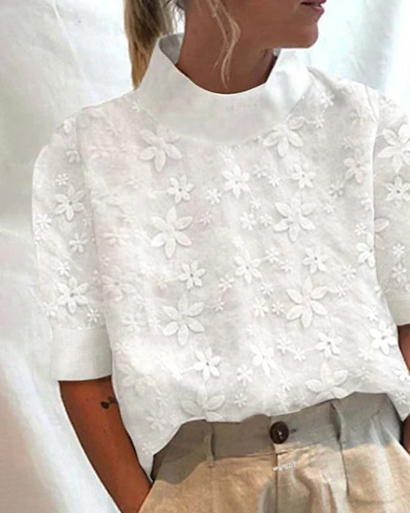 Met geborduurde effen opstaande kraag