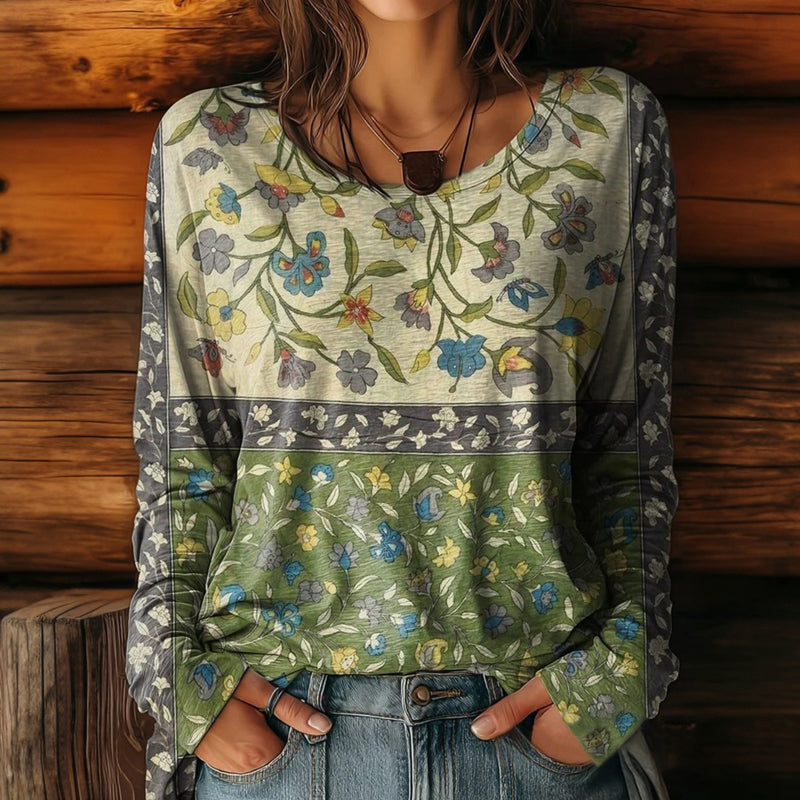 Colourblock bloemen T-shirt