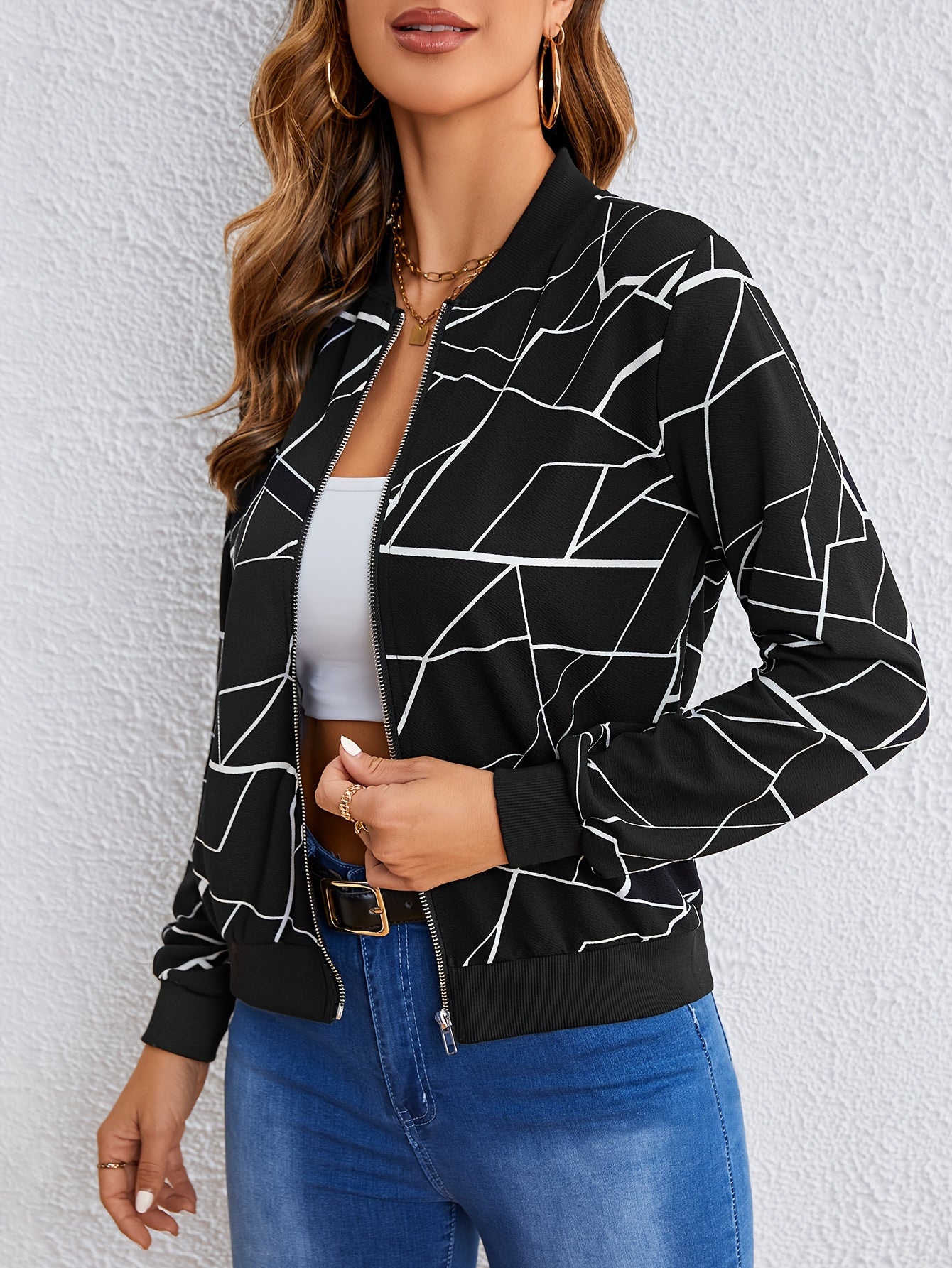 MILA™ | Jas met artistiek patroon en ritssluiting