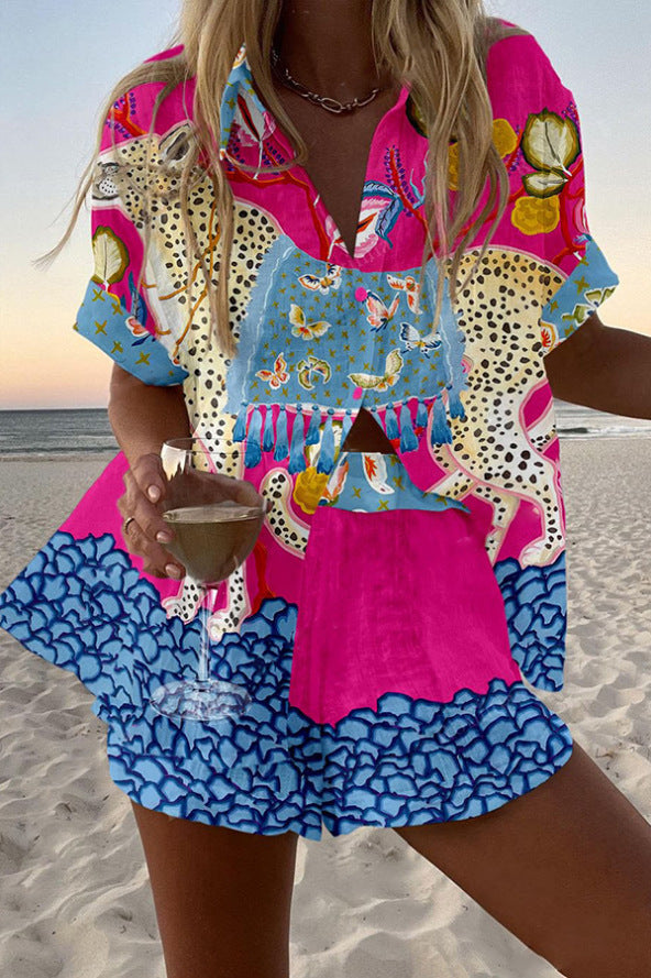 Belina | Elegant linnen outfit met vlinderprint