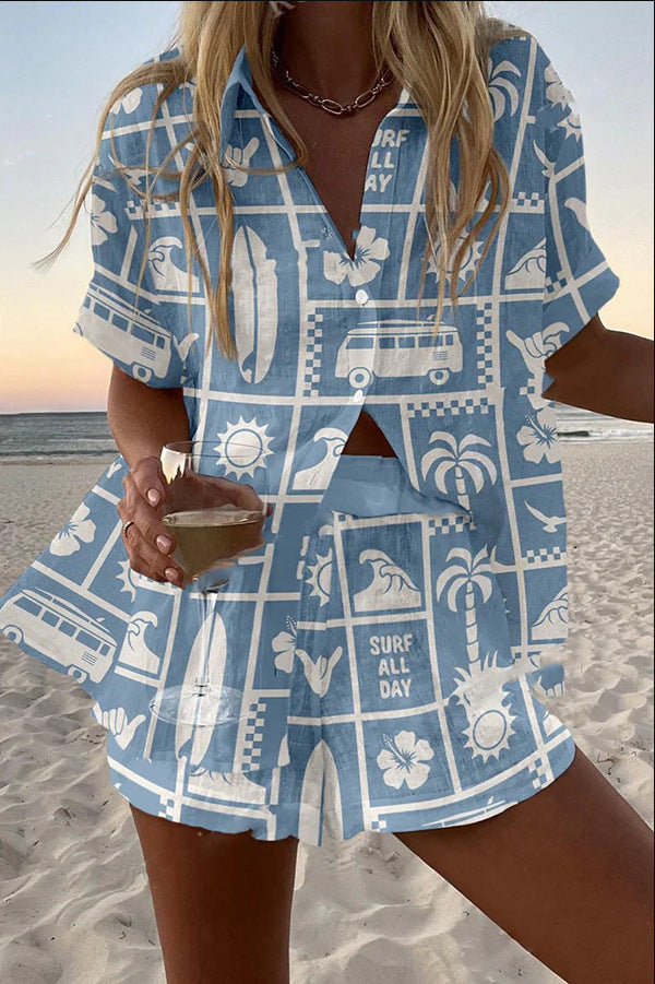 Trenara™ | Elegantes Leinen-Outfit mit Caravan-Druck