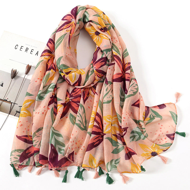 Vintage Sjaal met Bloemenprint