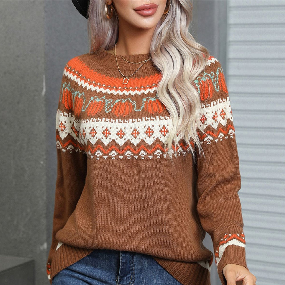 IYONNA™ – Vintage pompoenpullover met ronde hals