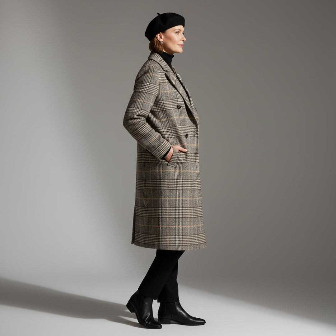 Margot | Klassischer Karierter Wollmantel