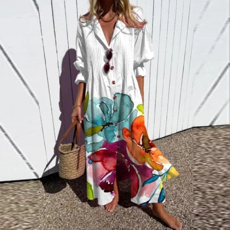 Caitlyn - Bohemian Maxi Jurk met Puffmouwen