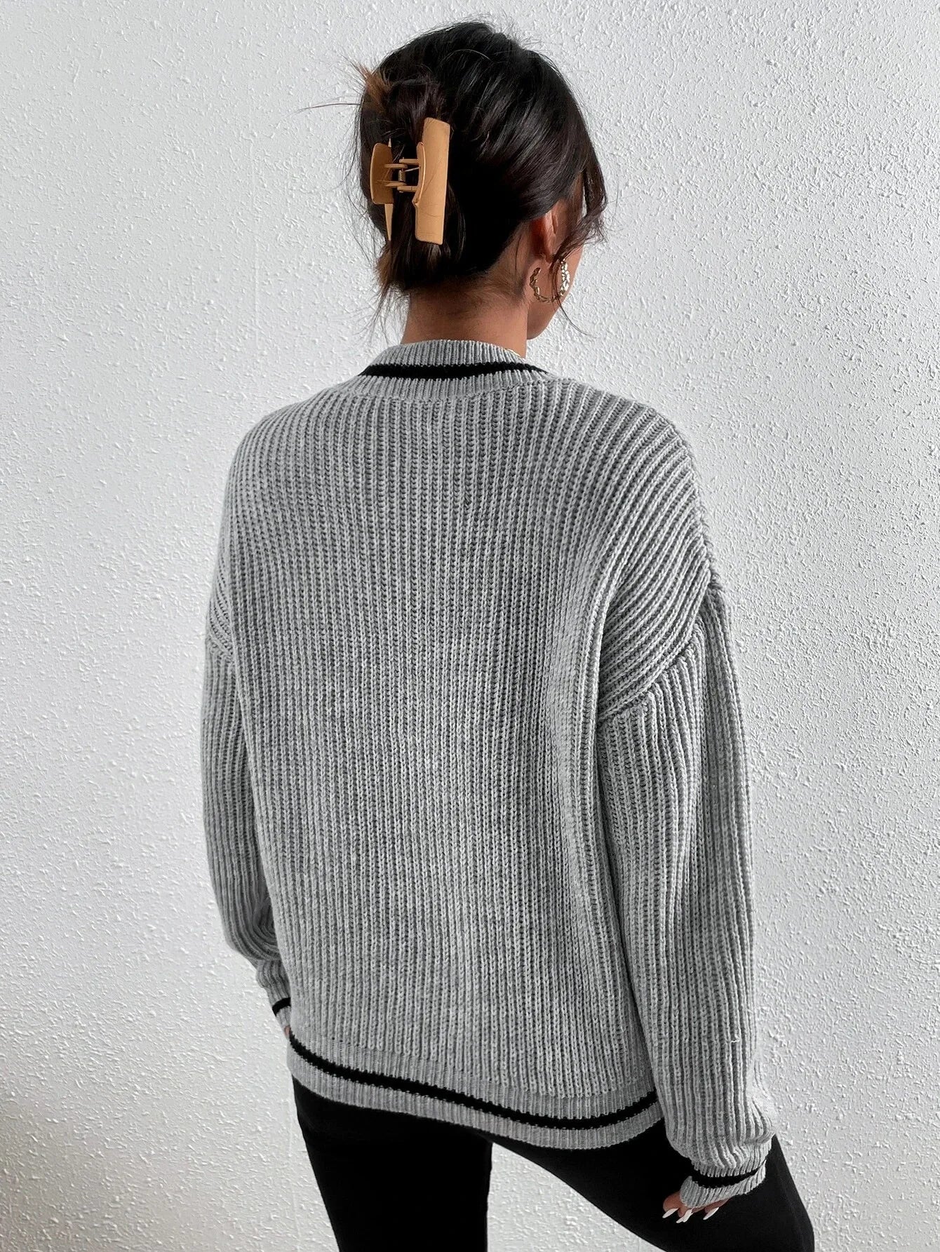 Marina | Gestreifter Waffelstrick-Pullover