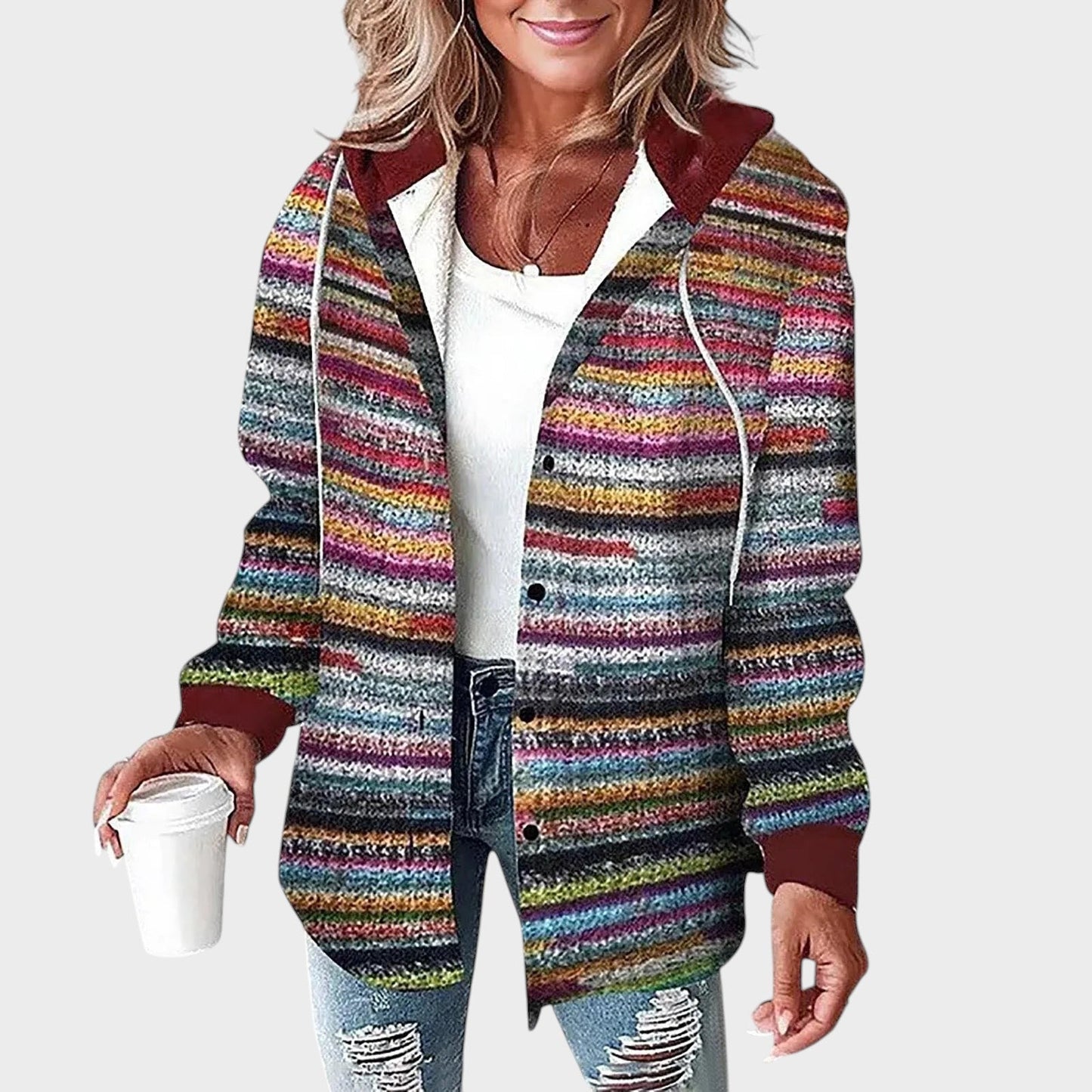 SNEŽANA | DAMEN-KAROJACKE MIT KNÖPFEN