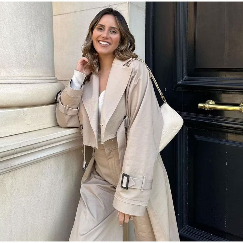 Kakikleurige trenchcoat