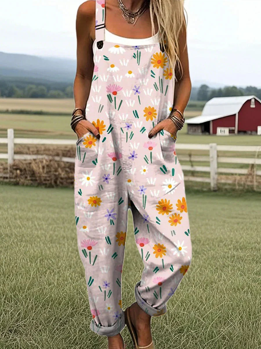 Vintage Floral Jumpsuit Damen - Müheloser Stil & Komfort den ganzen Tag