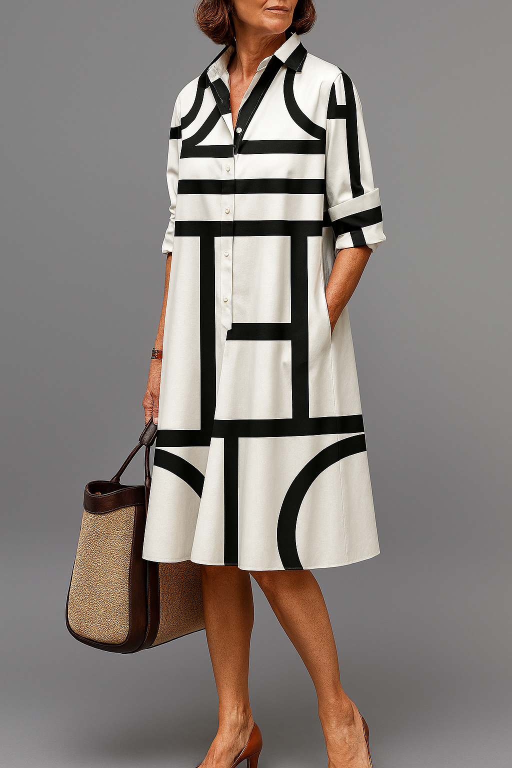 Brigitte - Luxuriöses Midi-Kleid für mühelose Eleganz