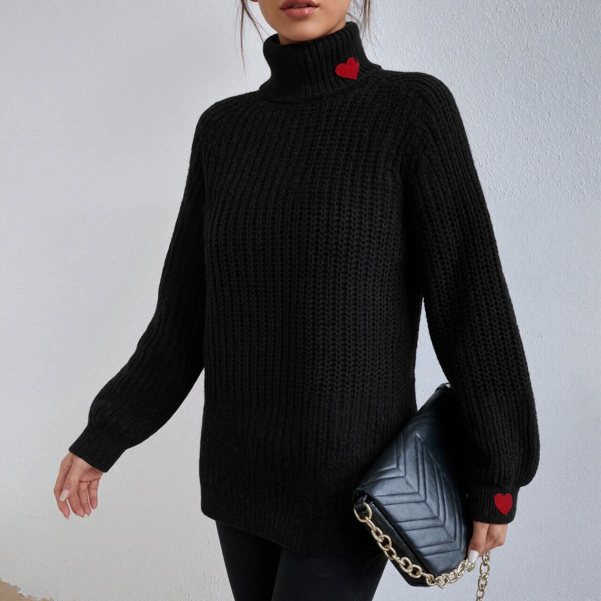 Cool Black Plain Long-sleeved Turtleneck Jumper