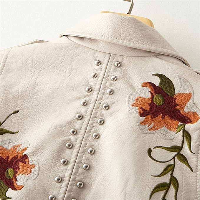 Sofia™ | Stilvolle Bikerjacke mit Blumenstickerei