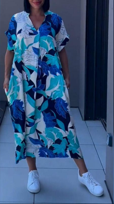 Nia | Geblümtes Midikleid mit V-Ausschnitt