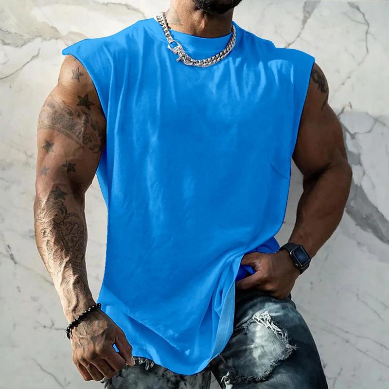 Herren Sport-Tanktop in Unifarbe mit Breiten Trägern und Rundhals 44699991X