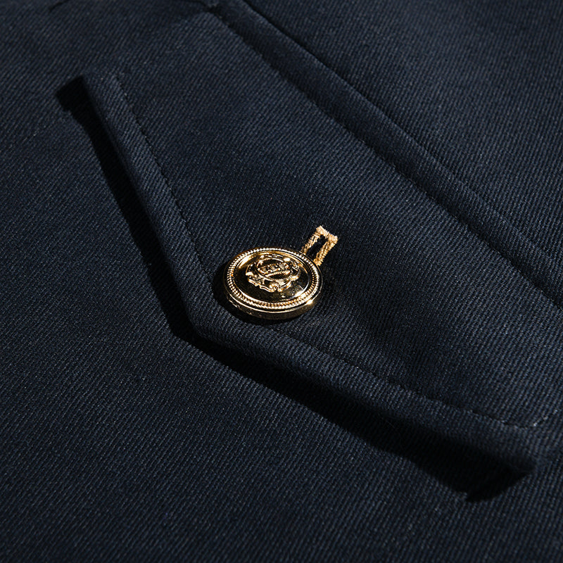 Klassische Vintage-Herrenjacke im Casual-Stil mit Stehkragen und Knopfleiste