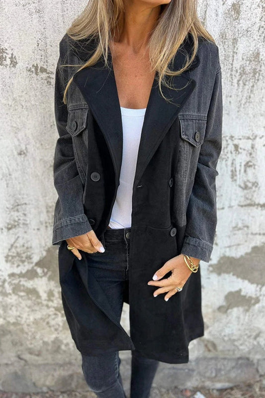 Two-tone denim trenchcoat