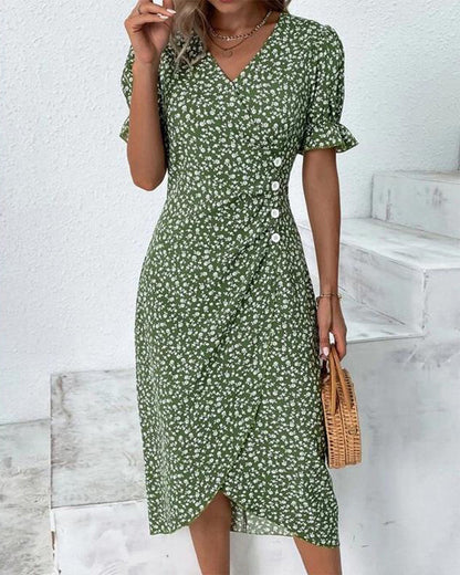 THARAH | Bloemenprint midi-jurk