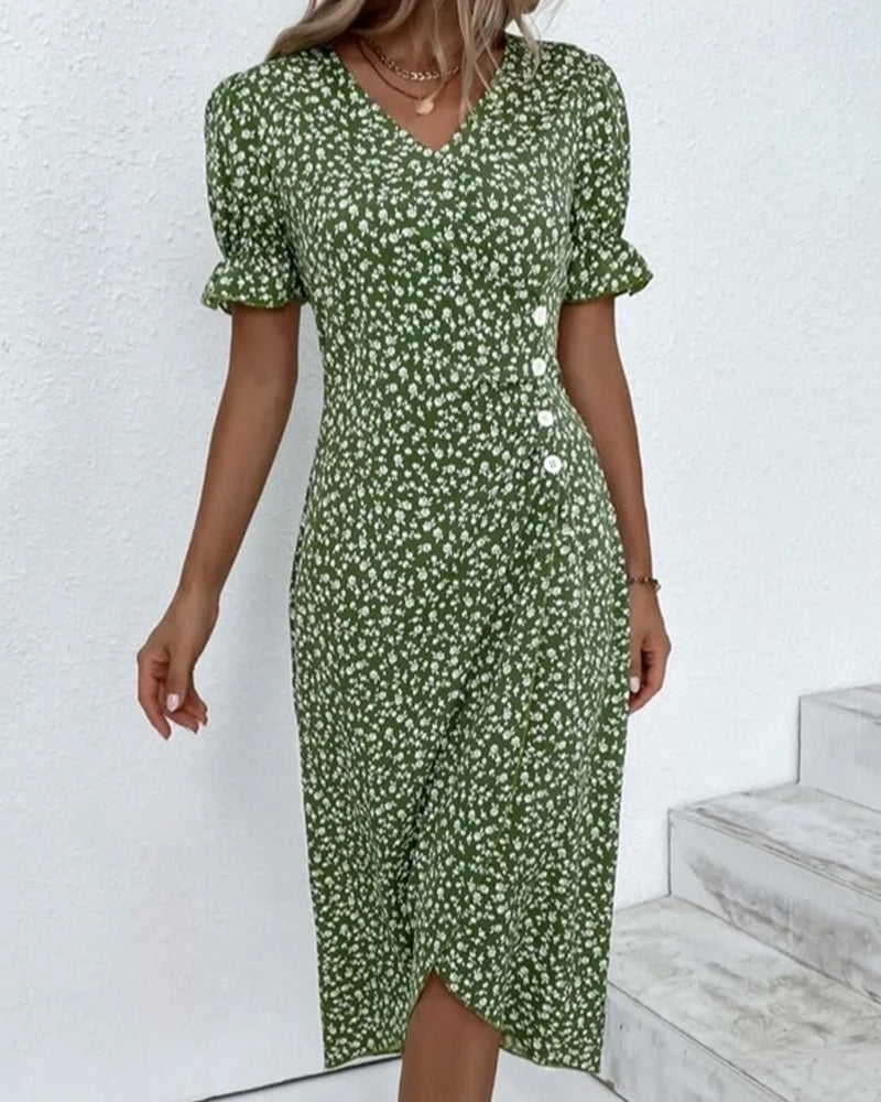 THARAH | Bloemenprint midi-jurk