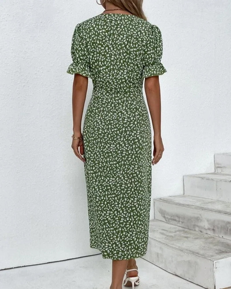 THARAH | Bloemenprint midi-jurk