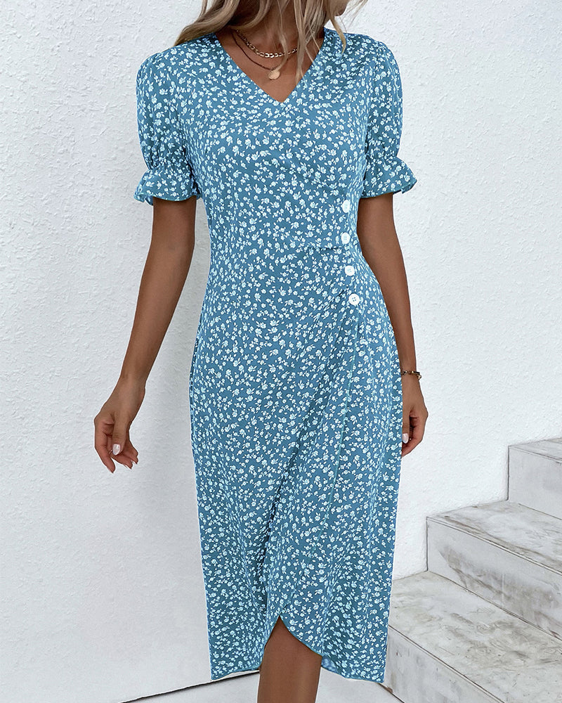 THARAH | Bloemenprint midi-jurk