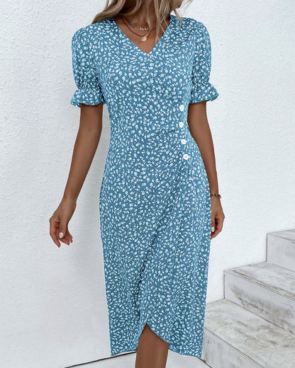 THARAH | Bloemenprint midi-jurk