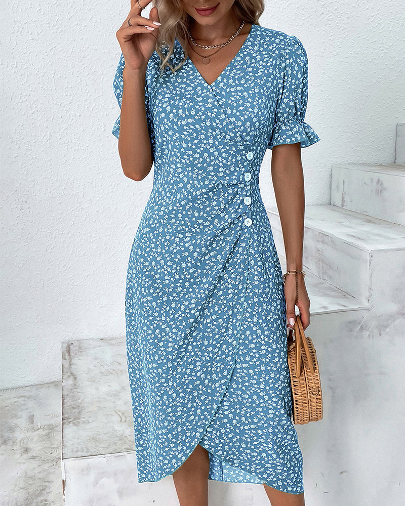 THARAH | Bloemenprint midi-jurk