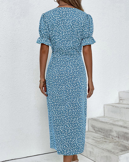 THARAH | Bloemenprint midi-jurk