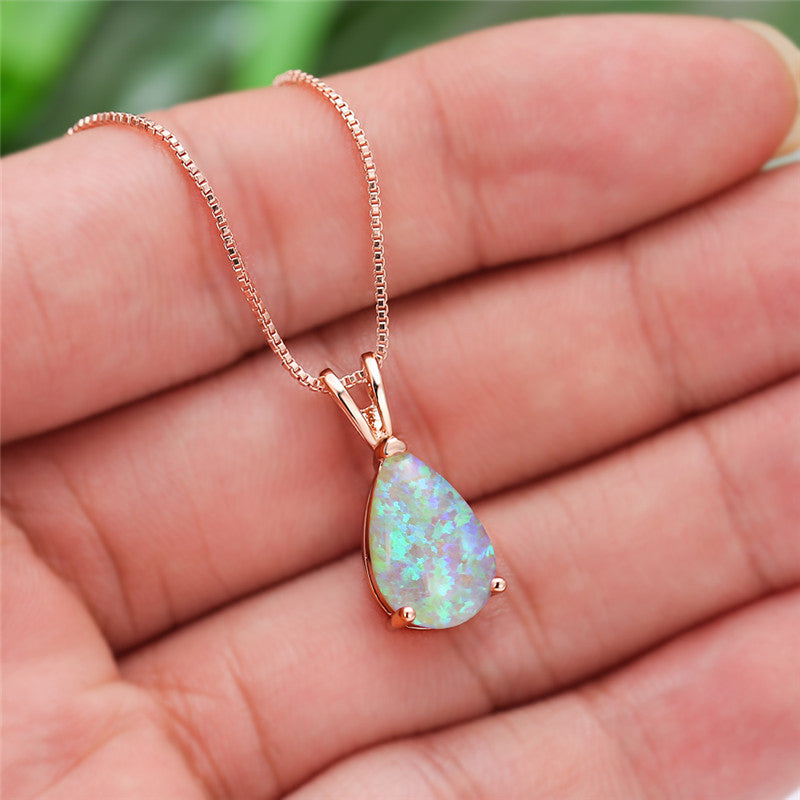 Collier Pendentif Goutte D'Eau Vintage