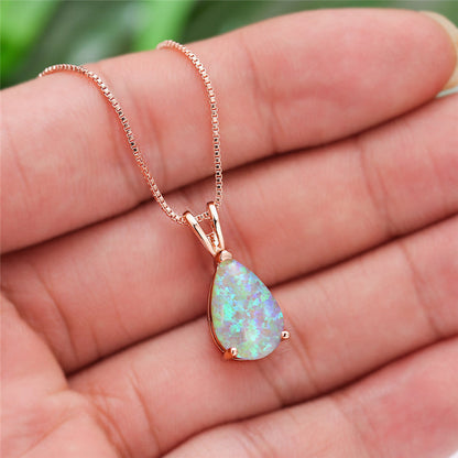Collier Pendentif Goutte D'Eau Vintage