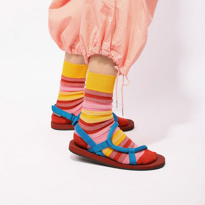 Chaussettes À Rayures Colorées