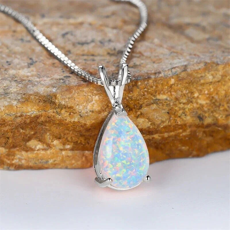 Collier Pendentif Goutte D'Eau Vintage