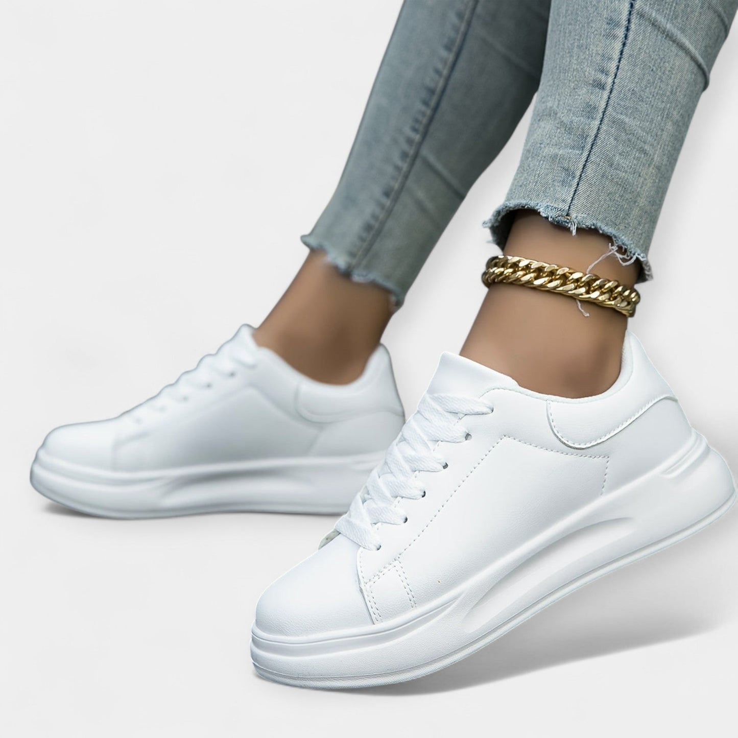 Leren sneakers wit