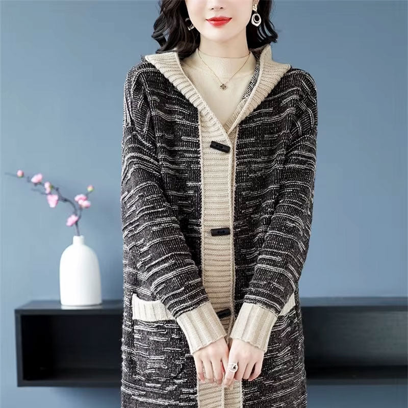 Alice Lang Gebreid Vest met Capuchon