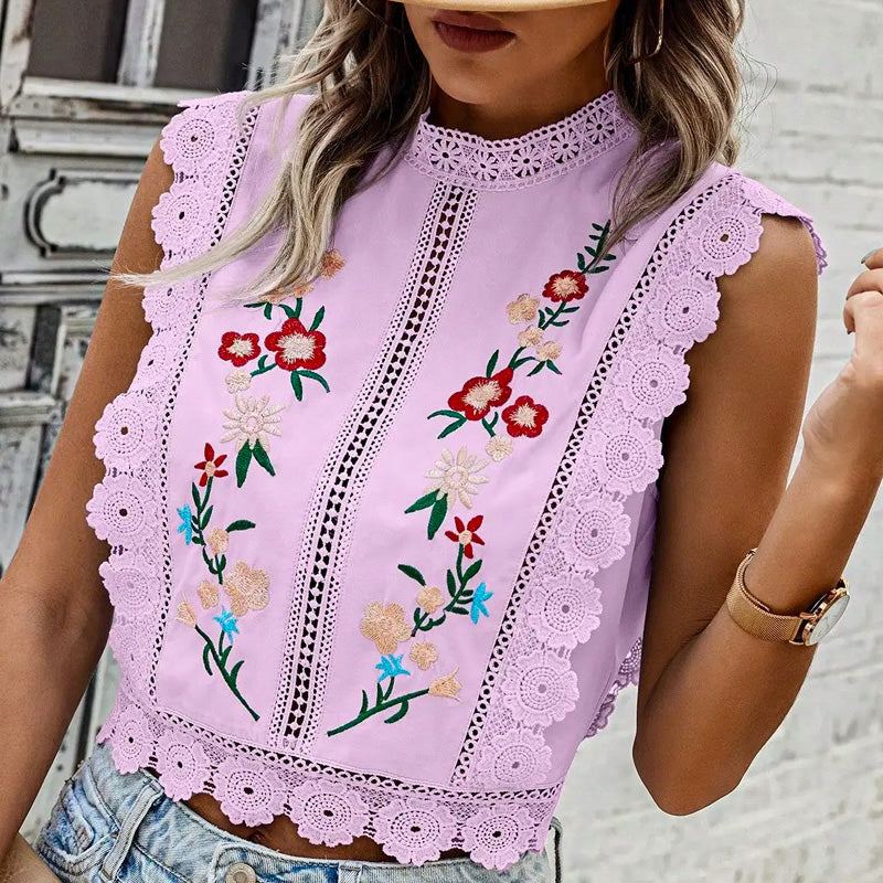 Vella Besticktes Crop-Top